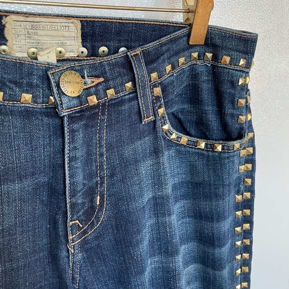 Current/Elliott Gold Studded Cropped Jeans Sz 27 - Picture 4 of 11